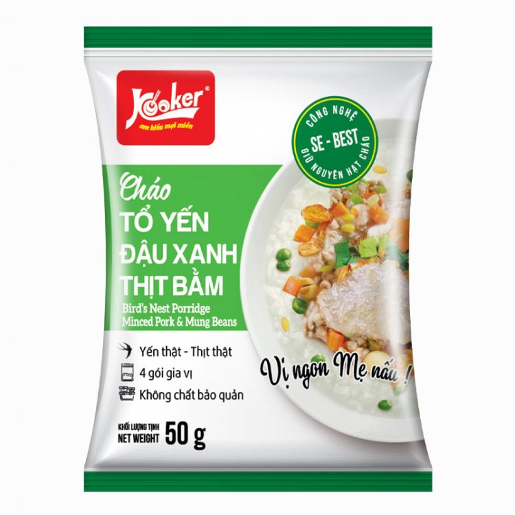 cháo tổ yến đậu xanh thịt bằm Kooker