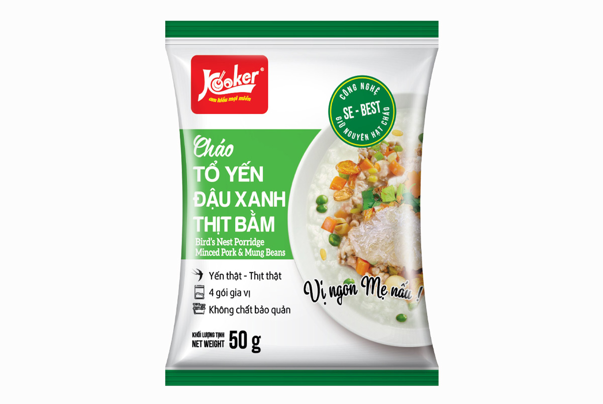 cháo tổ yến đậu xanh thịt bằm Kooker