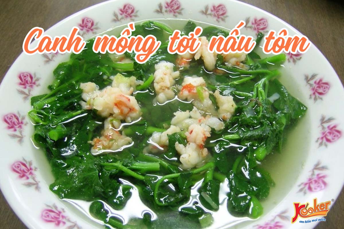 Canh mồng tơi nấu tôm thanh mát giải nhiệt - Kooker