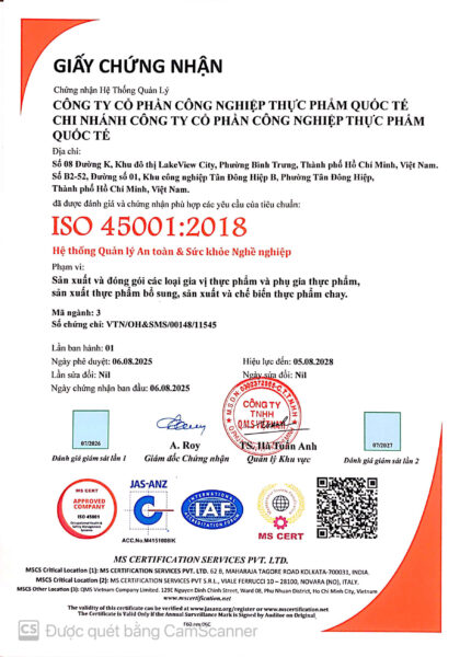 45001:2018 - HỆ THỐNG QUẢN LÝ AN TOÀN & SỨC KHỎE NGHỀ NGHIỆP